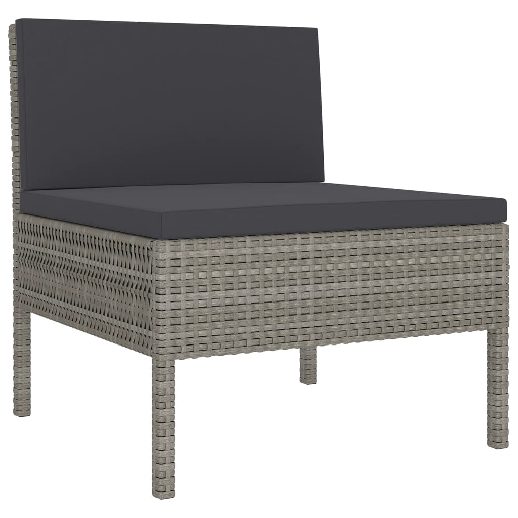 9-Delige Loungeset Met Kussens Poly Rattan Grijs