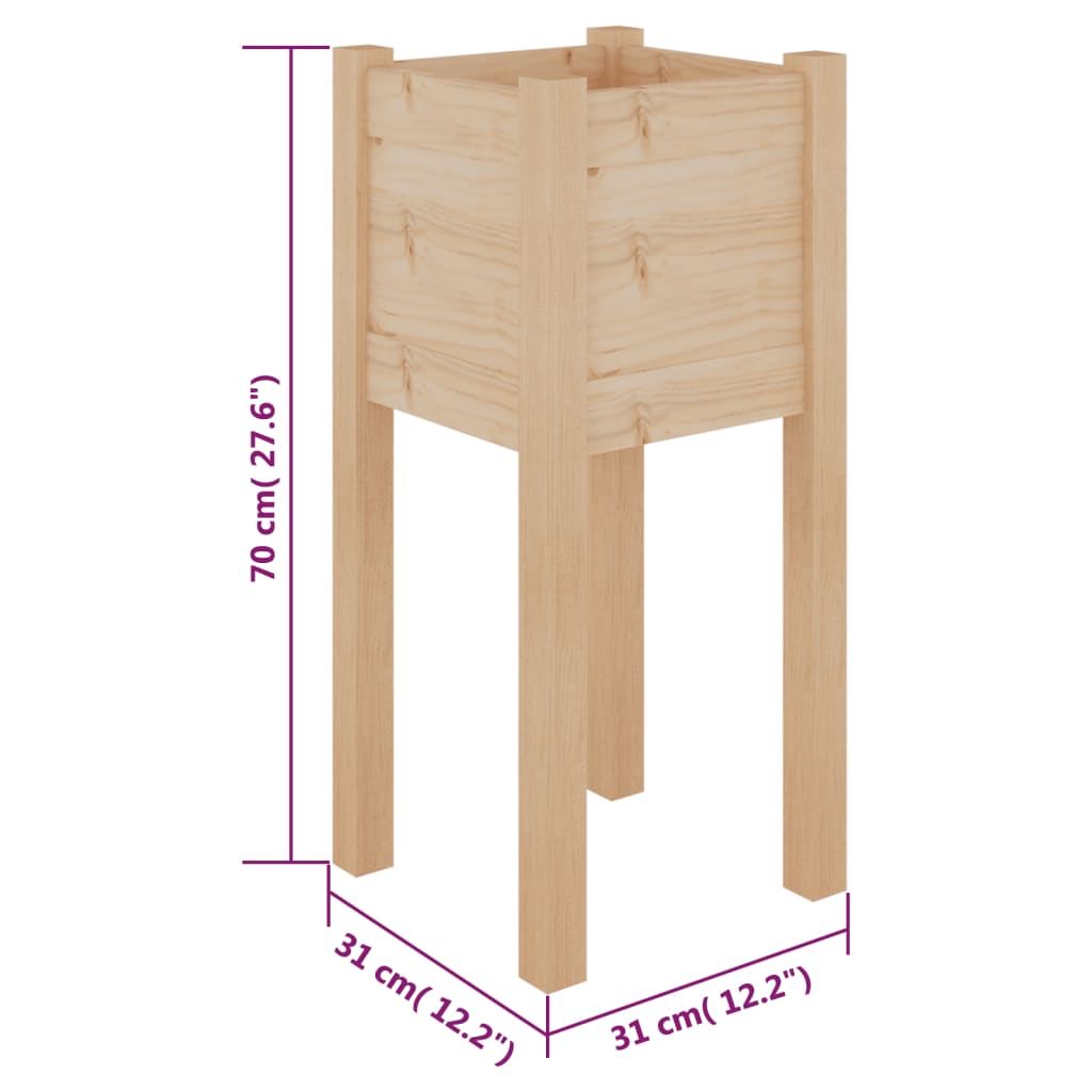 Plantenbakken 2 St 31X31X70 Cm Massief Grenenhout