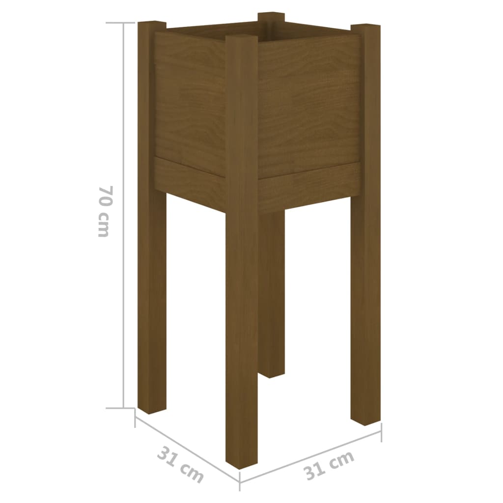 Plantenbak 31X31X70 Cm Massief Grenenhout Honingbruin