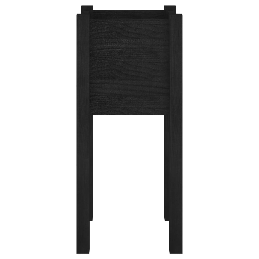 Plantenbak 31X31X70 Cm Massief Grenenhout Zwart
