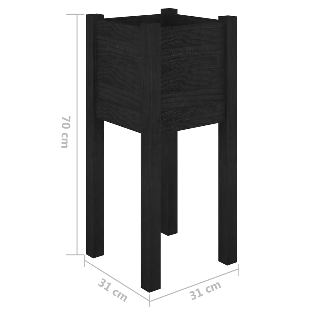 Plantenbak 31X31X70 Cm Massief Grenenhout Zwart