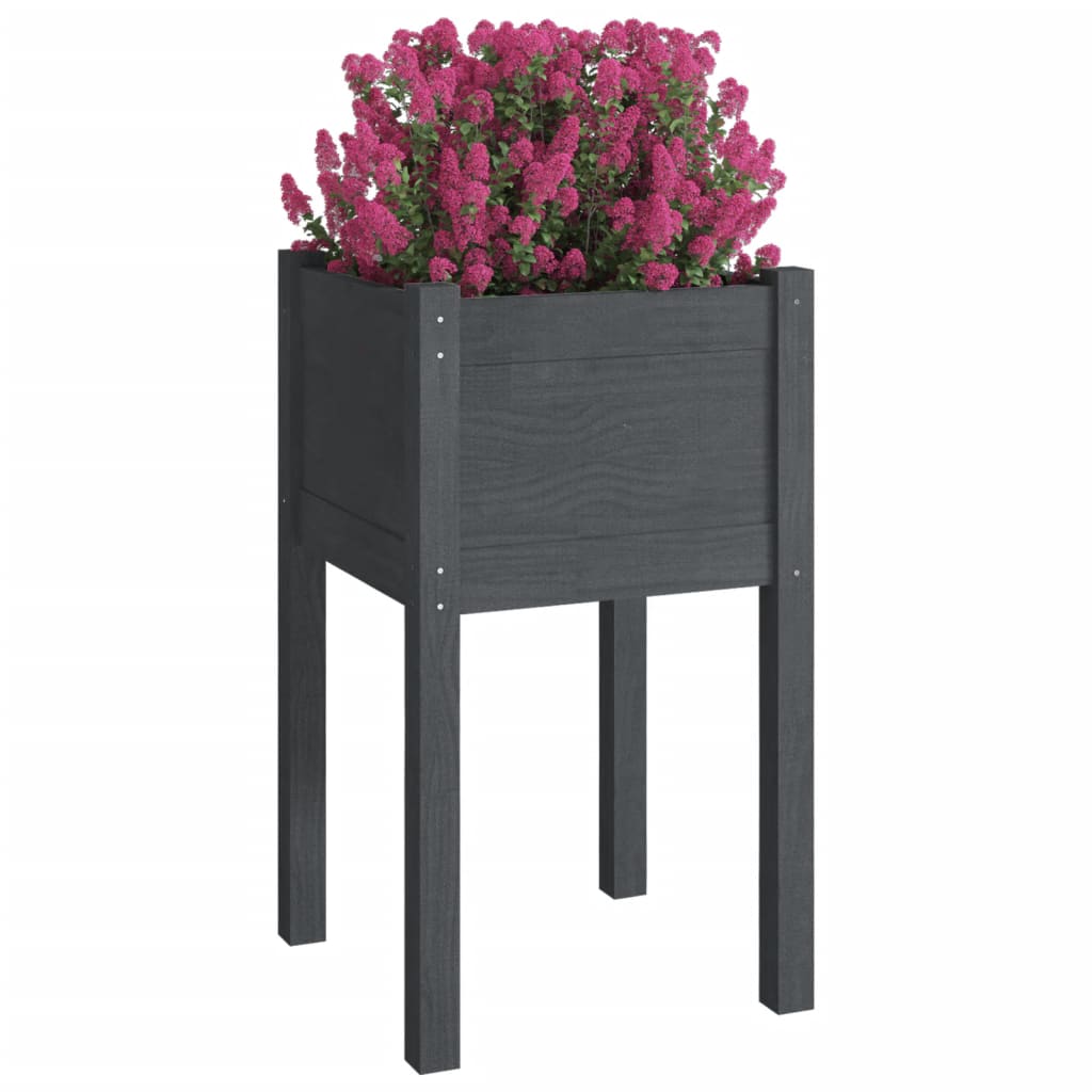 Plantenbakken 2 St 40X40X70 Cm Massief Grenenhout Grijs