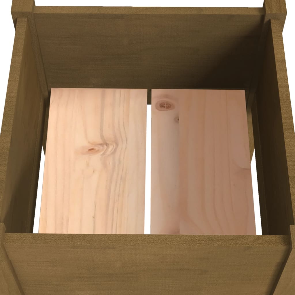 Pflanzgefäß, 2 Stück, 50 x 50 x 70 cm, massives Kiefernholz, honigbraun