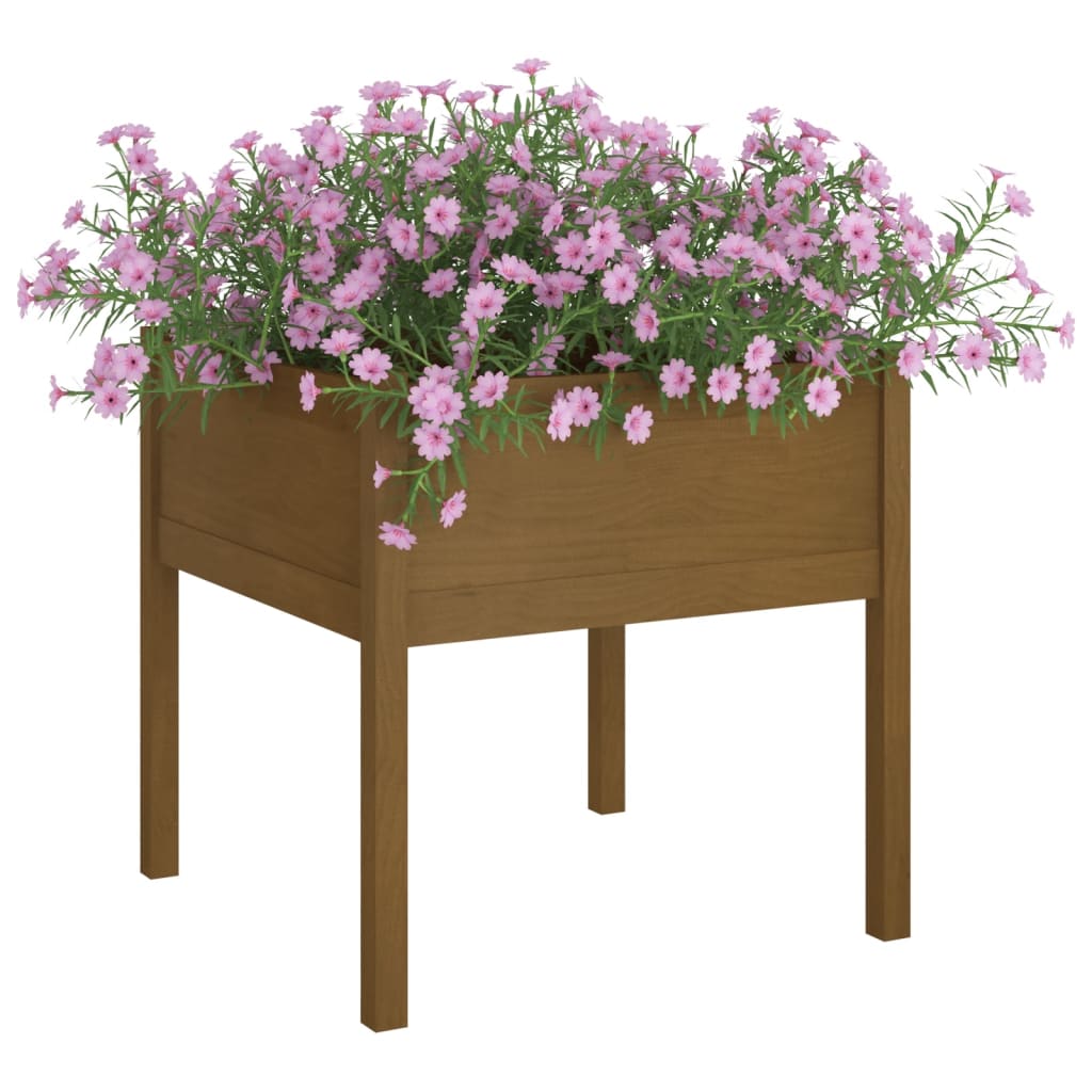 Plantenbak 70X70X70 Cm Massief Grenenhout Honingbruin