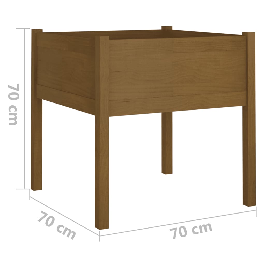 Plantenbak 70X70X70 Cm Massief Grenenhout Honingbruin