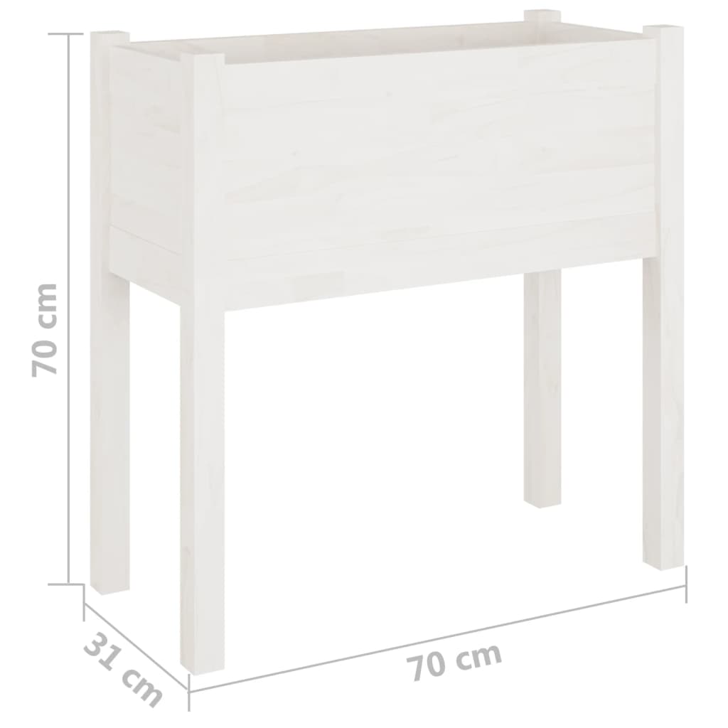 Pflanzgefäße, 2 Stück, 70 x 31 x 70 cm, massives Kiefernholz, weiß