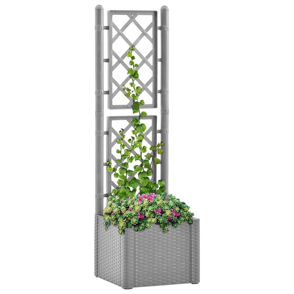 Plantenbak Verhoogd Met Latwerk En Zelfbewateringssysteem Grijs