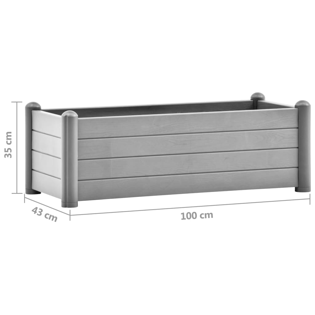 Plantenbak Verhoogd 100X43X35 Cm Pp Steengrijs