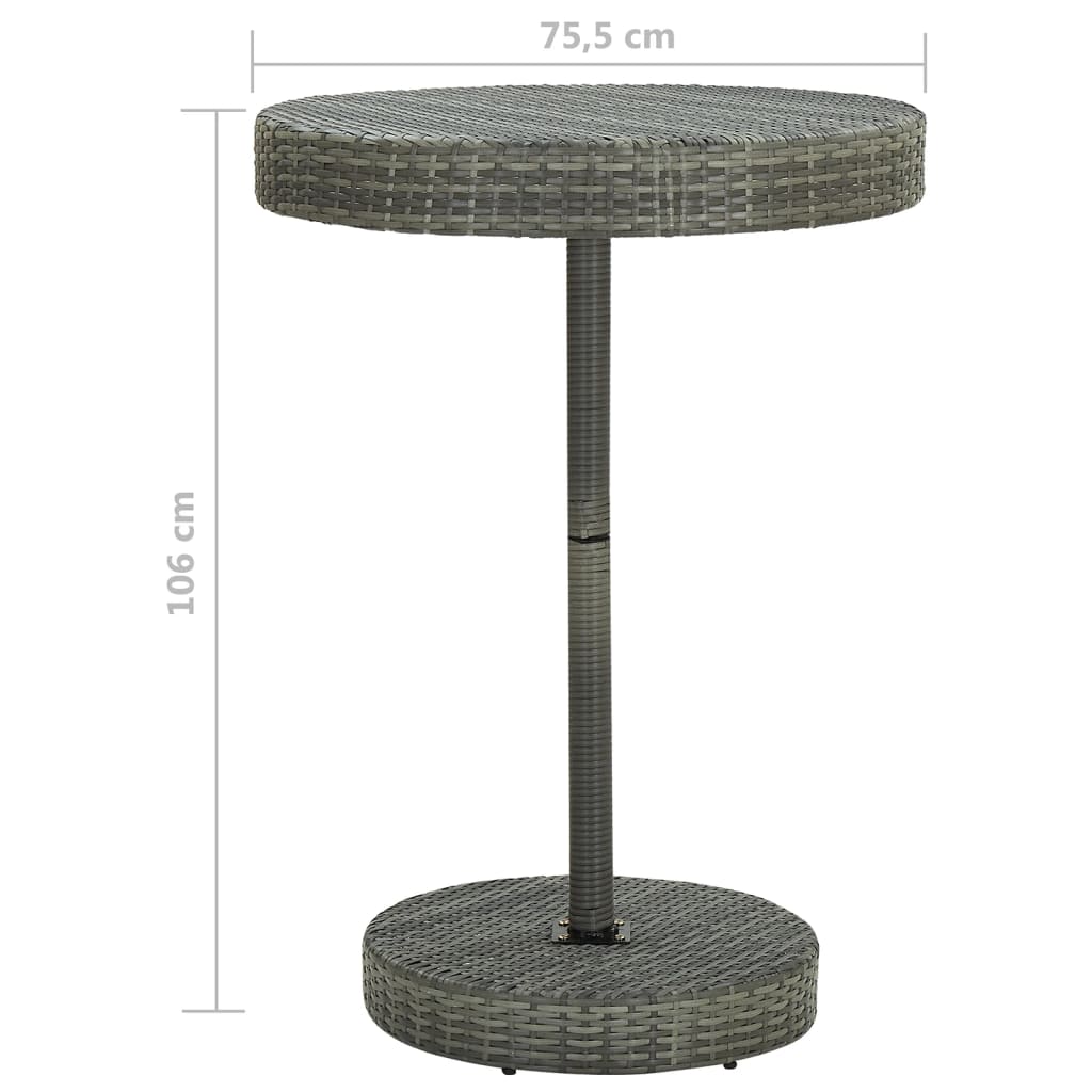 5-teiliges Garten-Bar-Set mit Kissen Poly Rattan Grau