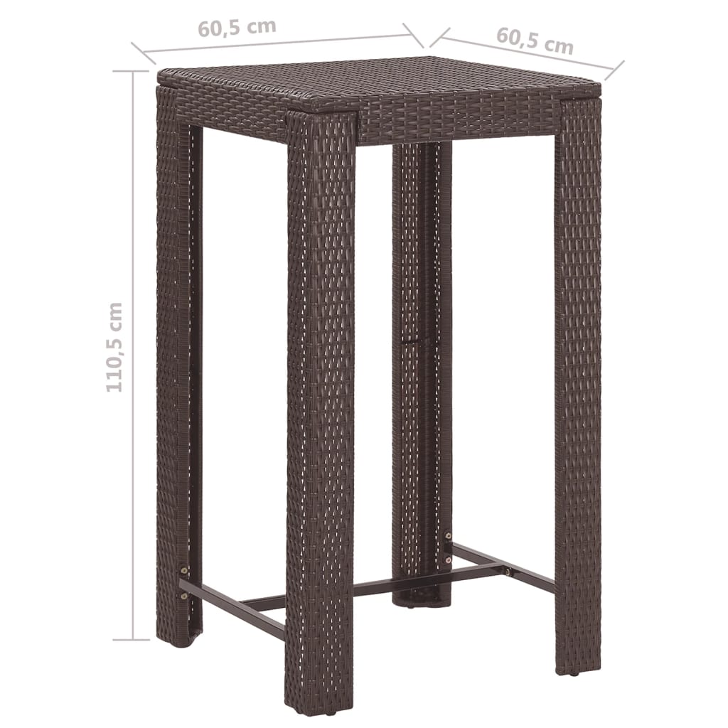 3-teiliges Garten-Bar-Set mit Kissen Poly Rattan Braun