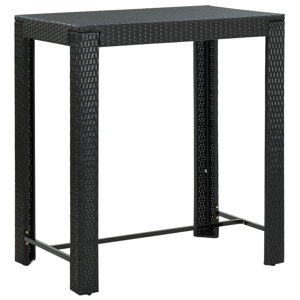 5-teiliges Garten-Bar-Set mit Kissen Poly Rattan Schwarz