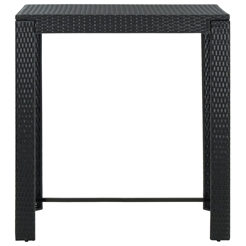 5-teiliges Garten-Bar-Set mit Kissen Poly Rattan Schwarz