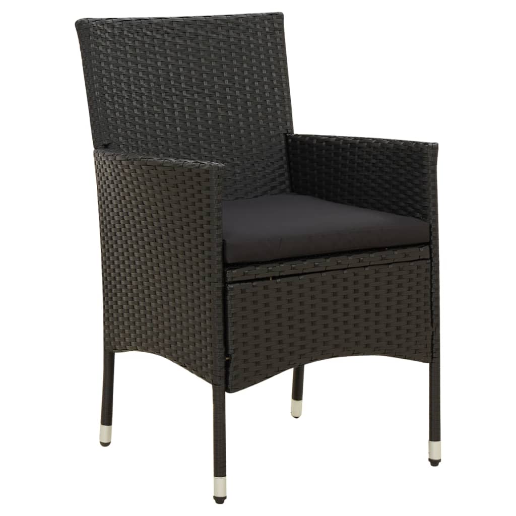 7-Delige Tuinset Met Kussens Poly Rattan Zwart