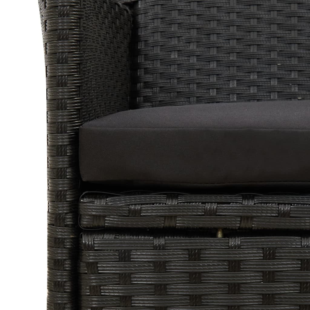 7-Delige Tuinset Met Kussens Poly Rattan Zwart