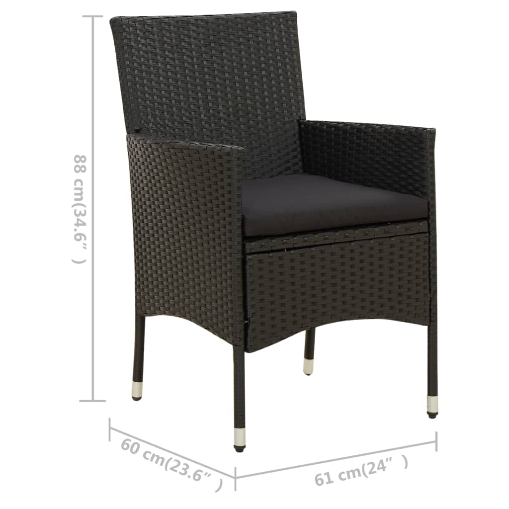 7-Delige Tuinset Met Kussens Poly Rattan Zwart
