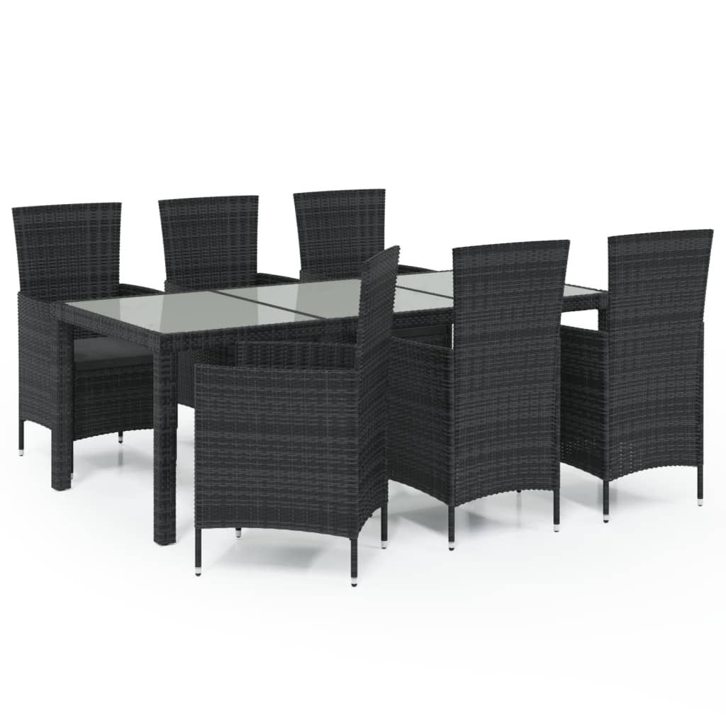7-Delige Tuinset Met Kussens Poly Rattan Zwart