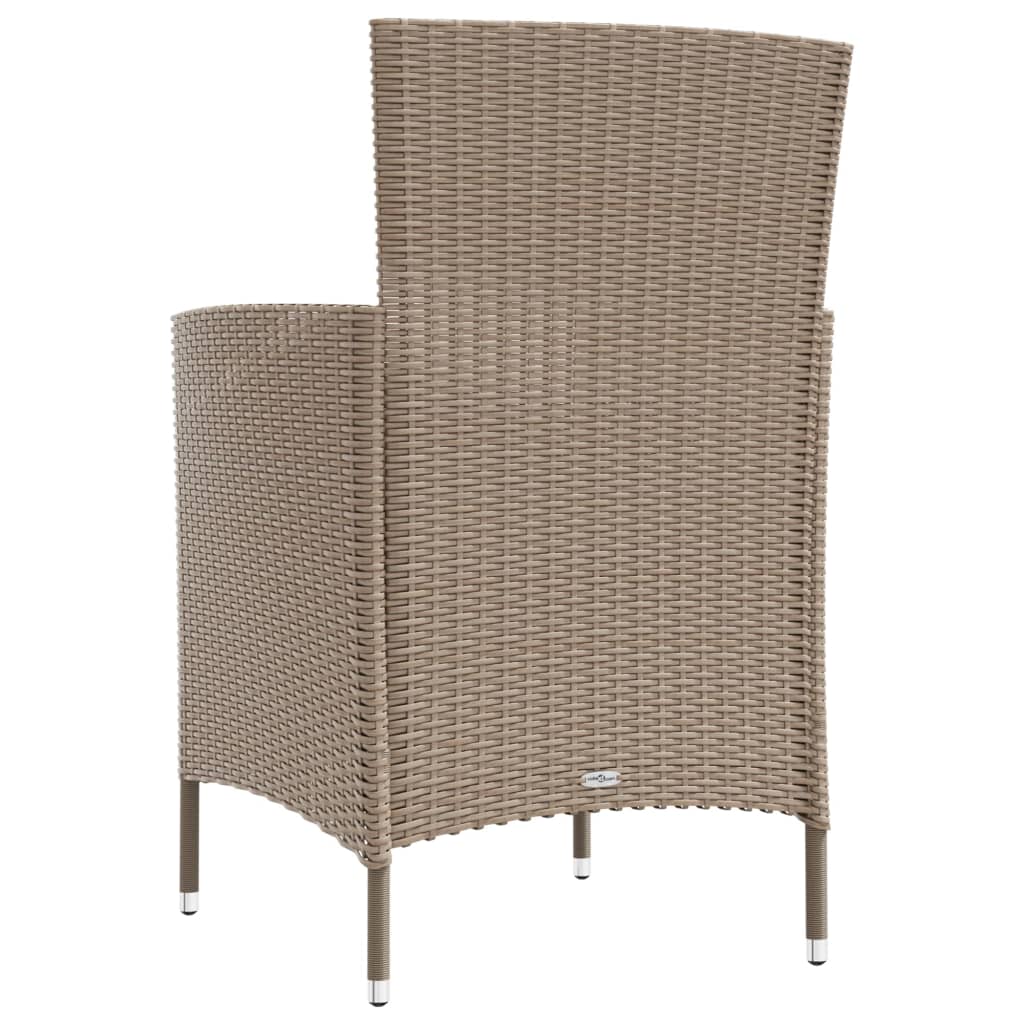 3-teiliges Gartenset mit Kissen Poly Rattan Beige