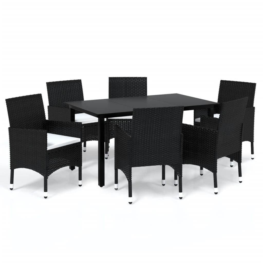 7-Delige Tuinset Met Kussens Poly Rattan Zwart