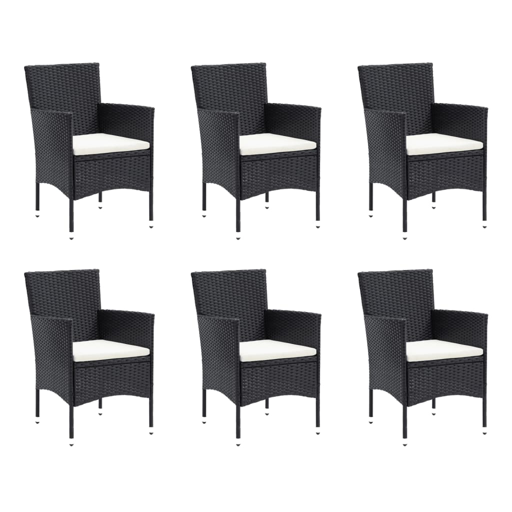 7-Delige Tuinset Met Kussens Poly Rattan Zwart
