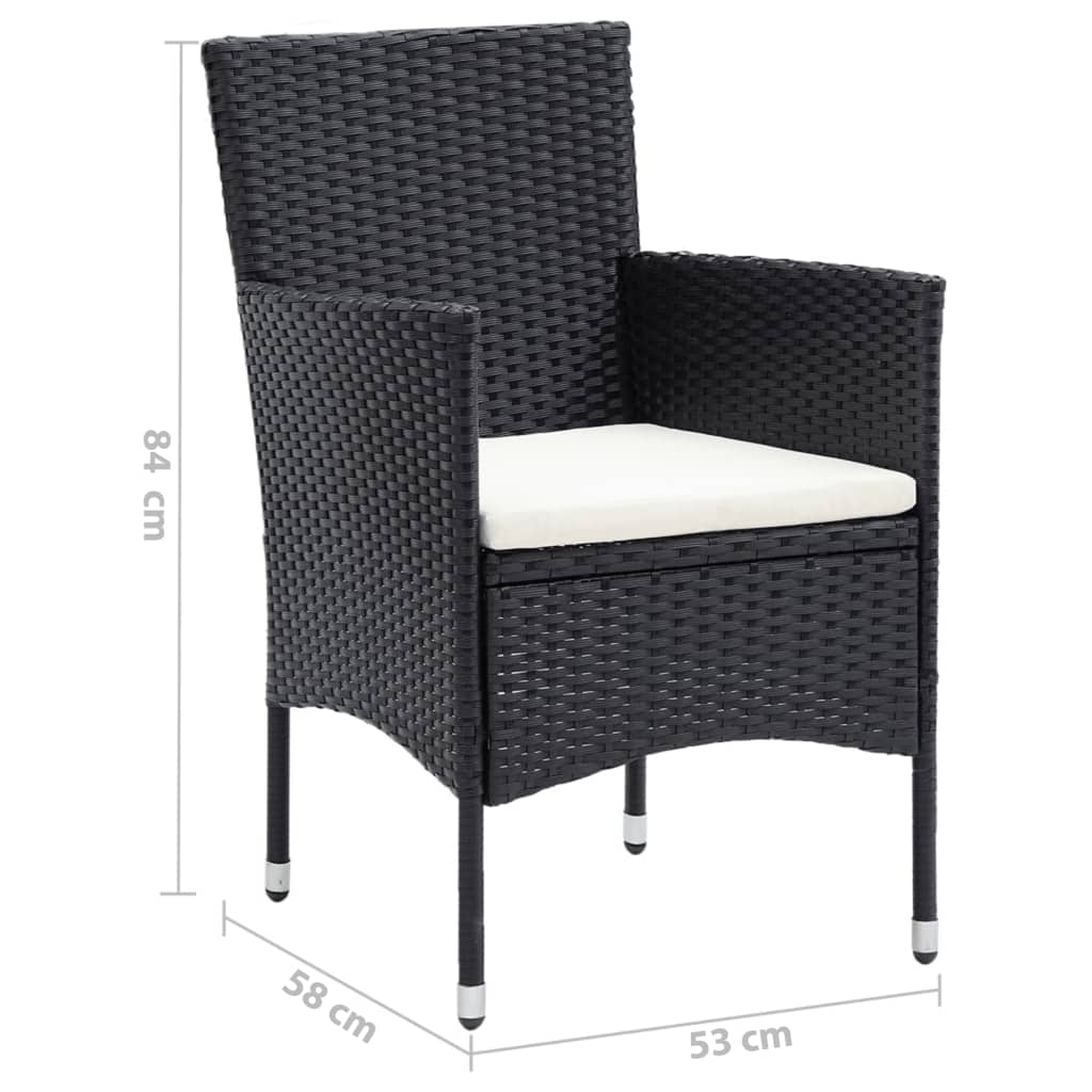 7-Delige Tuinset Met Kussens Poly Rattan Zwart