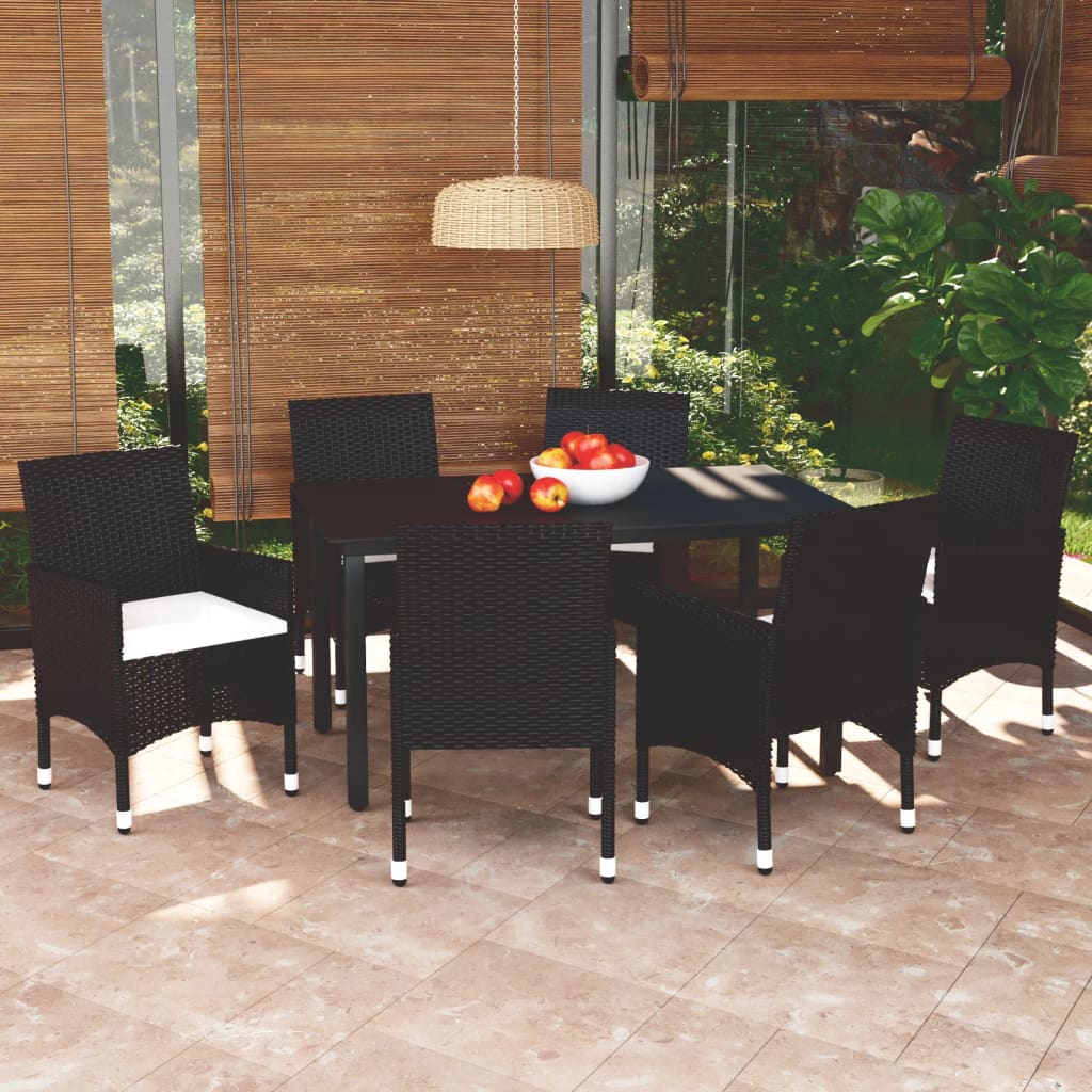7-Delige Tuinset Met Kussens Poly Rattan Zwart