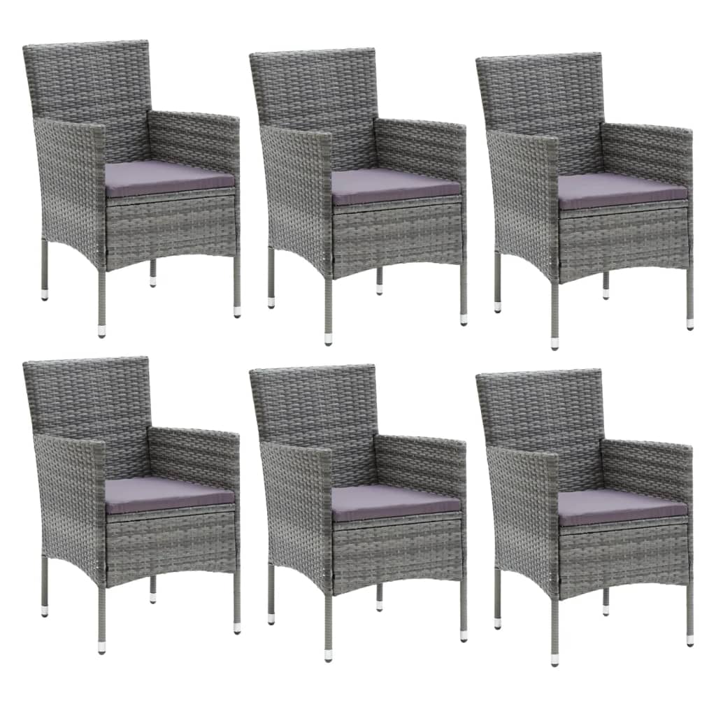 7-Delige Tuinset Met Kussens Poly Rattan Grijs