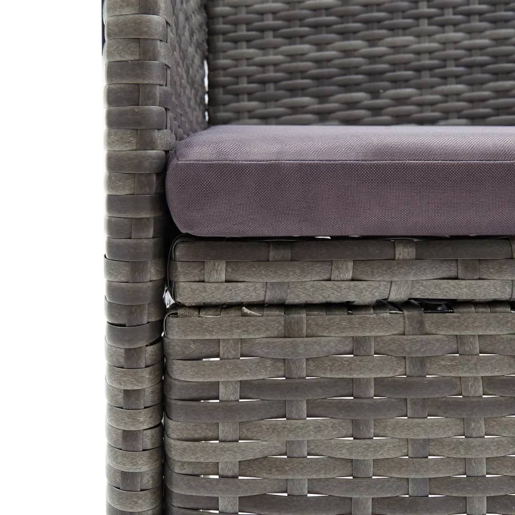 7-Delige Tuinset Met Kussens Poly Rattan Grijs