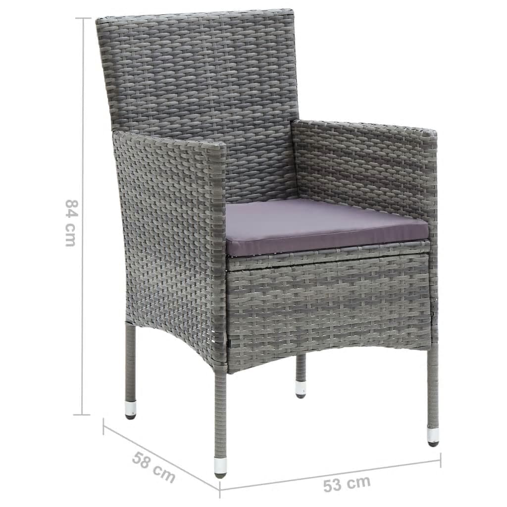 7-Delige Tuinset Met Kussens Poly Rattan Grijs
