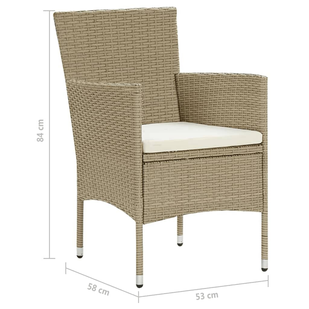 5-Delige Tuinset Met Kussens Poly Rattan Beige