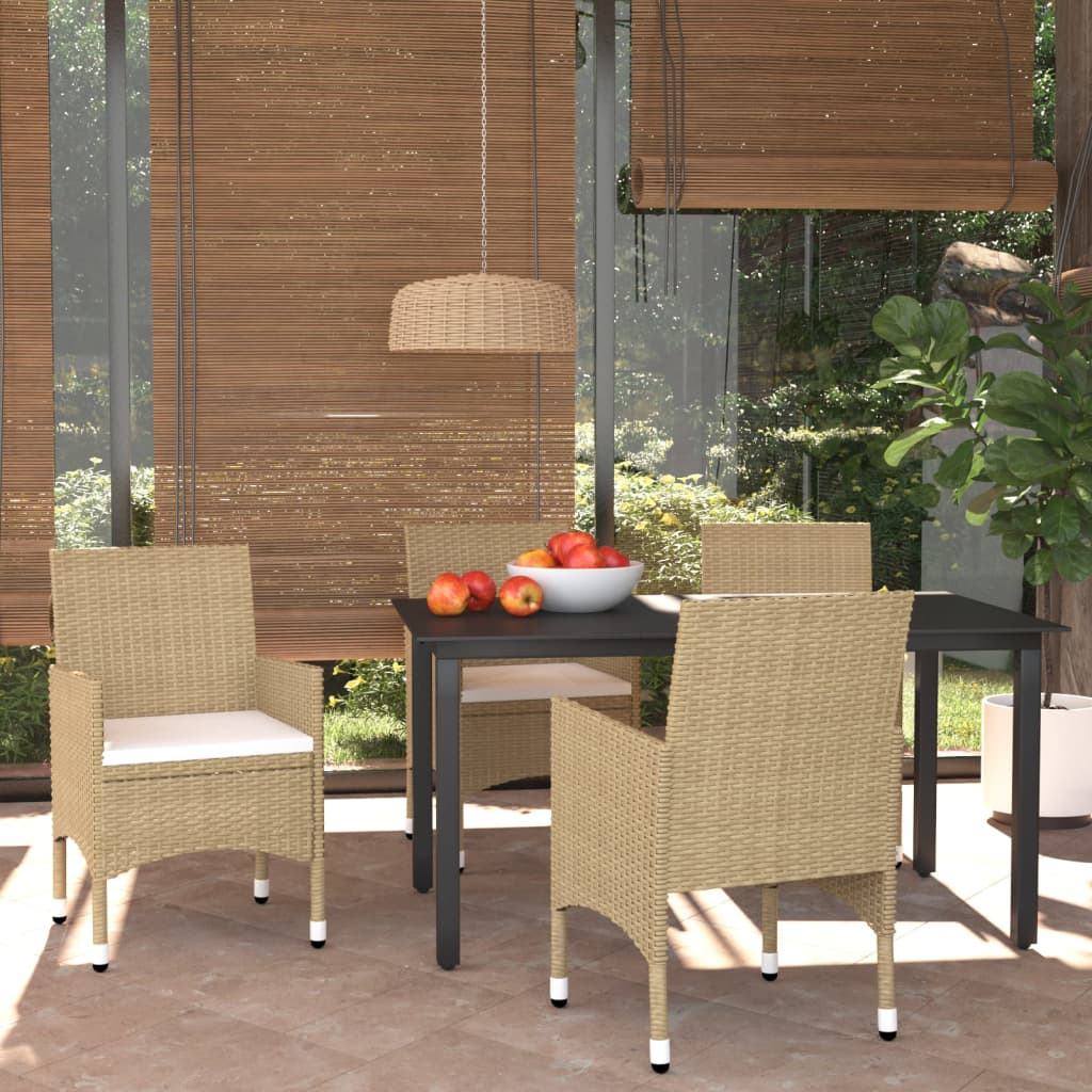 5-Delige Tuinset Met Kussens Poly Rattan Beige