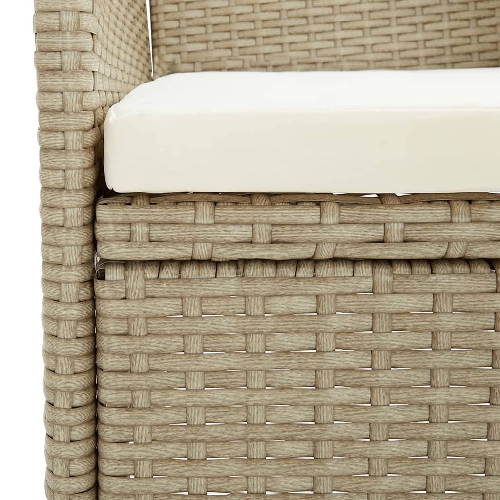 7-Delige Tuinset Met Kussens Poly Rattan Beige