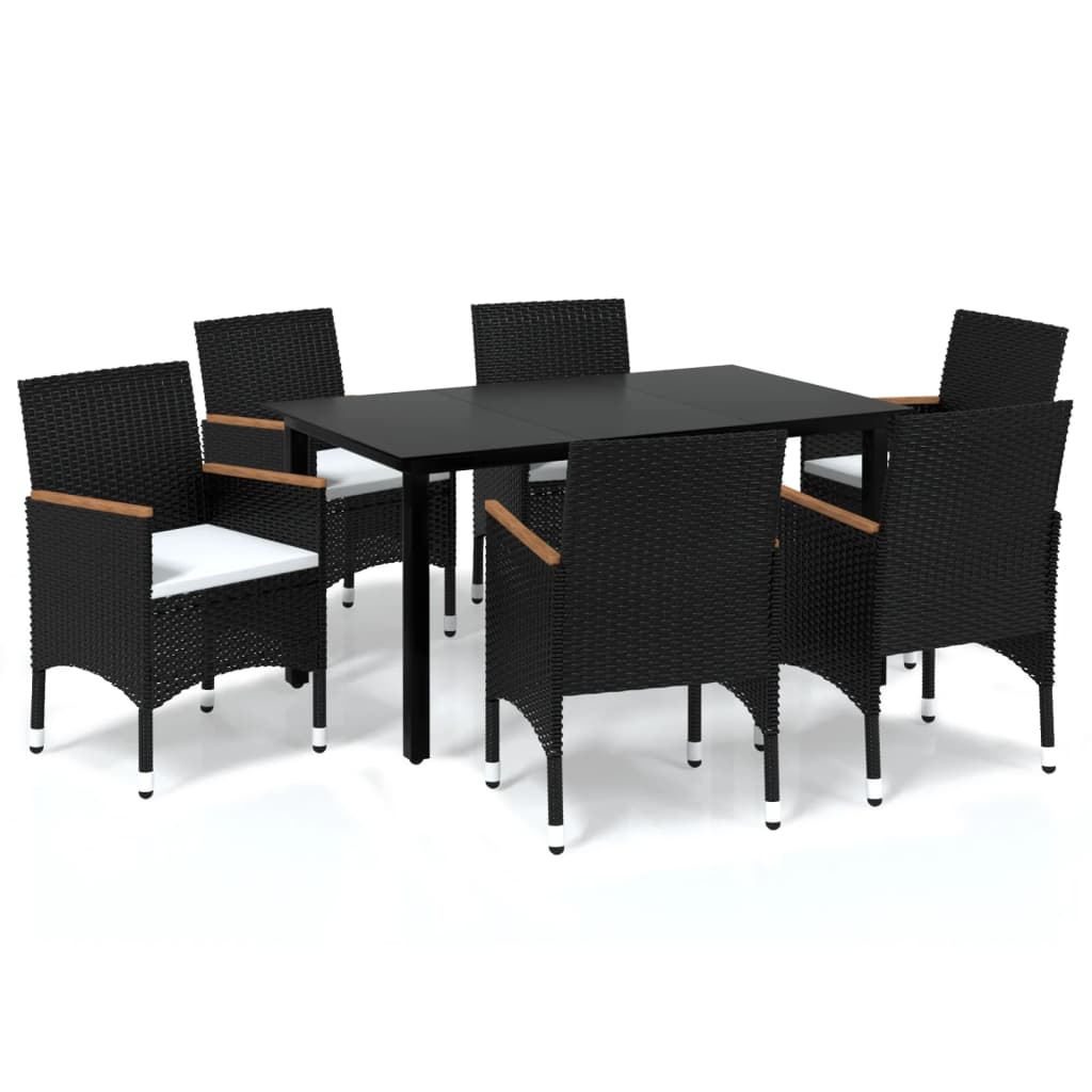7-Delige Tuinset Met Kussens Poly Rattan Zwart