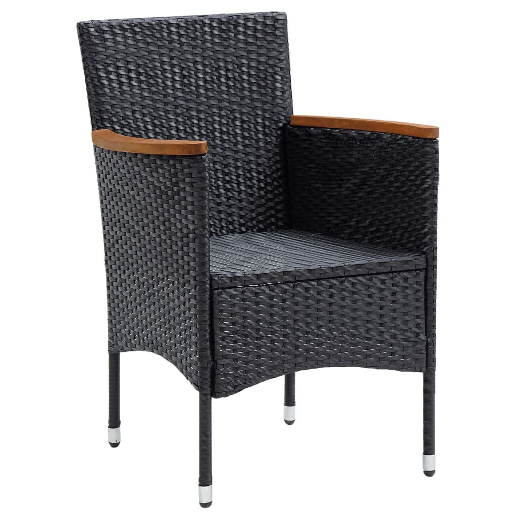 7-Delige Tuinset Met Kussens Poly Rattan Zwart