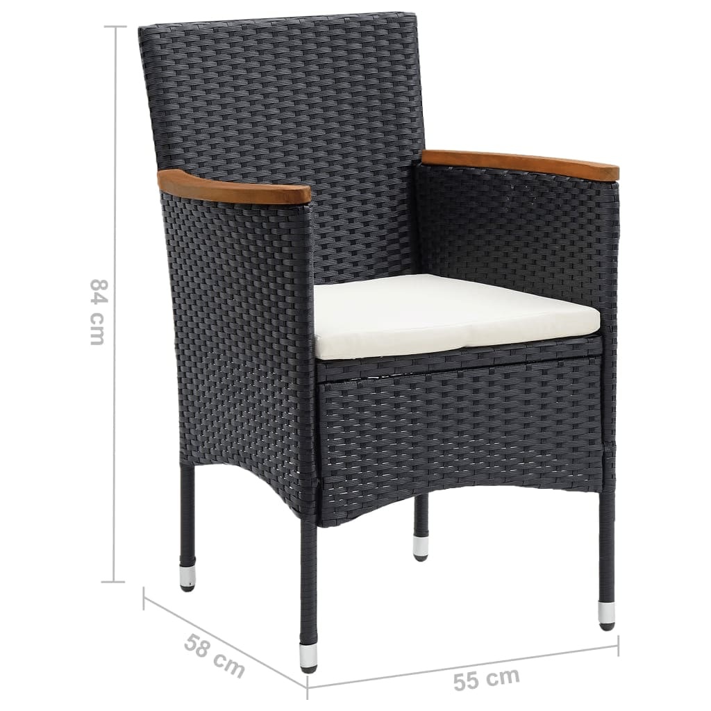 7-Delige Tuinset Met Kussens Poly Rattan Zwart