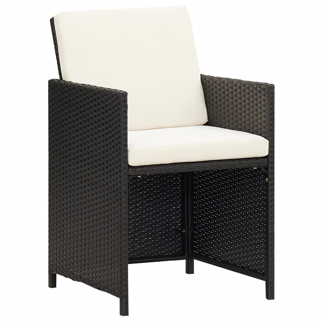 9-Delige Tuinset Met Kussens Poly Rattan Zwart