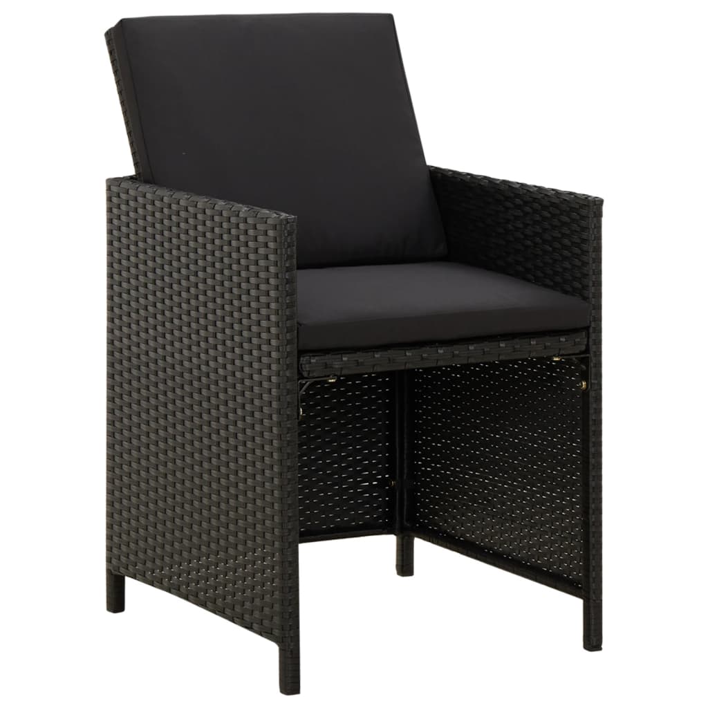 9-Delige Tuinset Met Kussens Poly Rattan Zwart