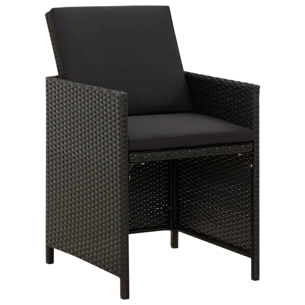 9-Delige Tuinset Met Kussens Poly Rattan Zwart