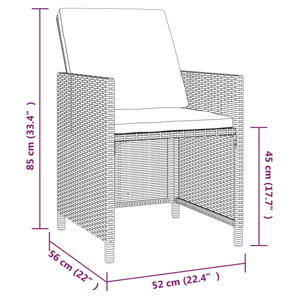 9-Delige Tuinset Met Kussens Poly Rattan Zwart