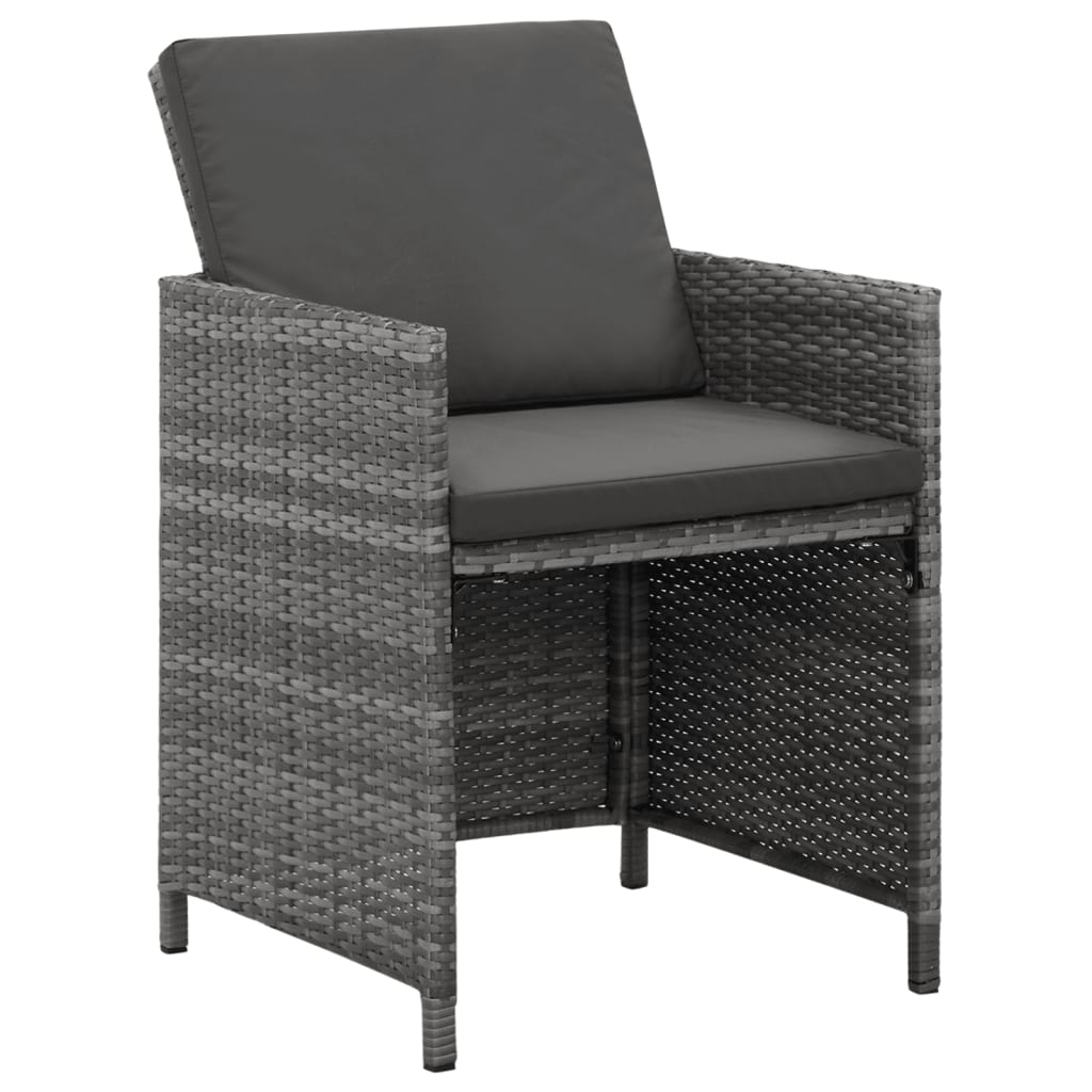 9-Delige Tuinset Met Kussens Poly Rattan Grijs