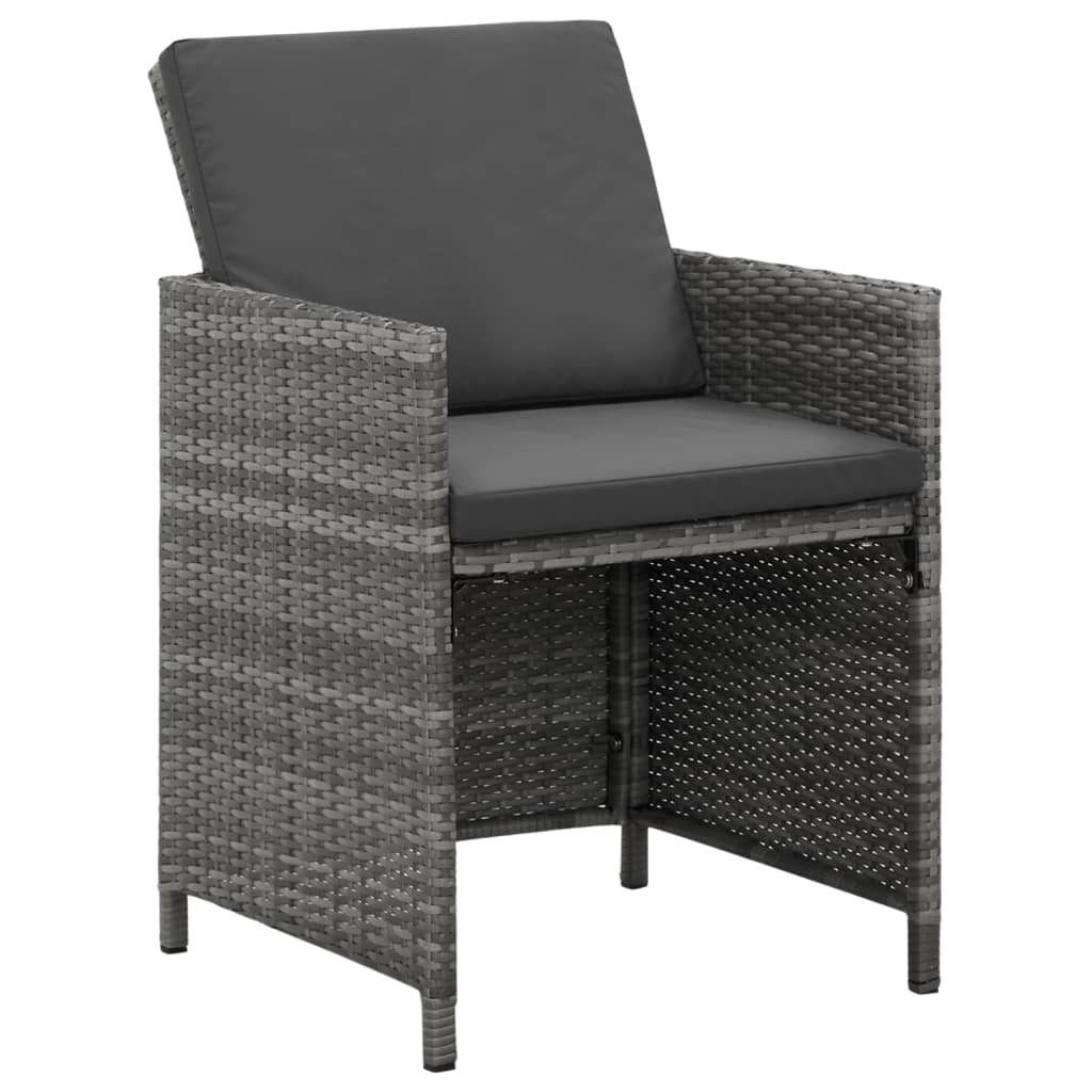 9-Delige Tuinset Met Kussens Poly Rattan Grijs