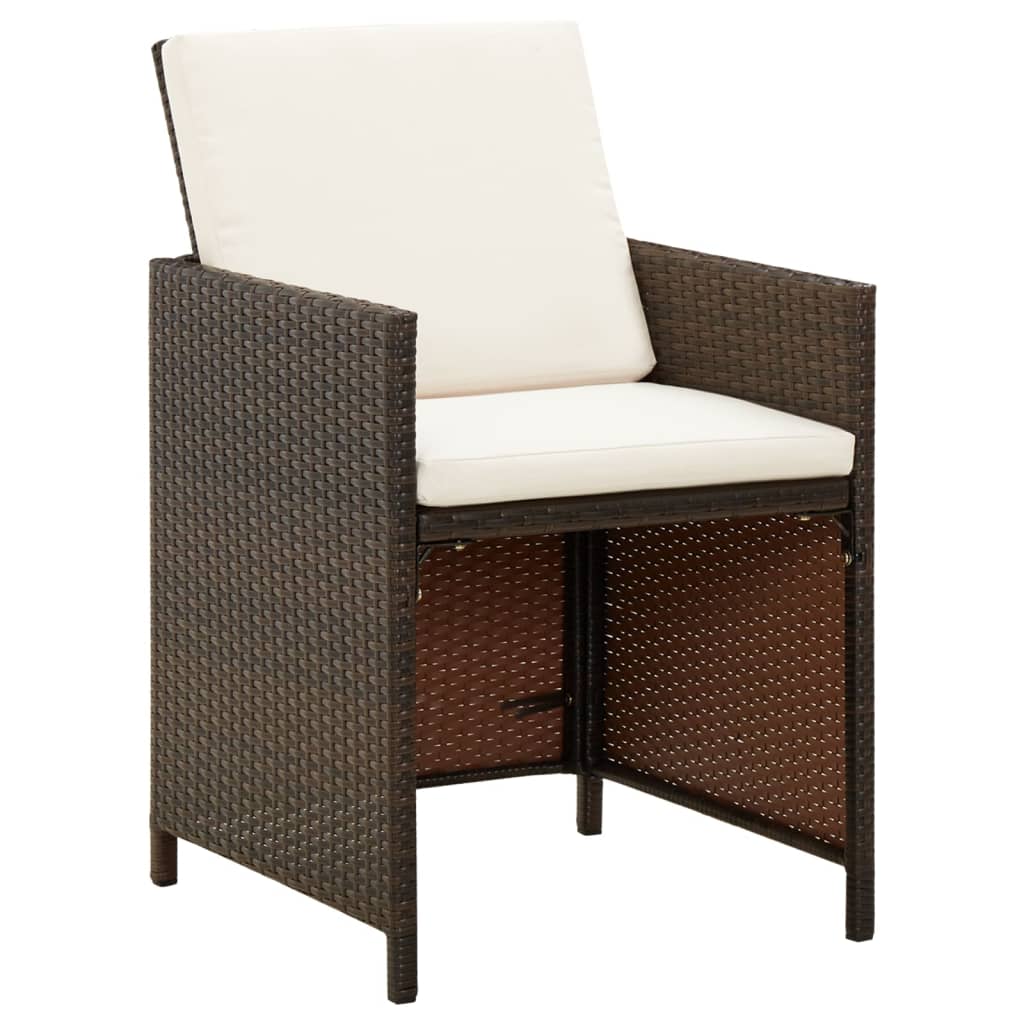 9-teiliges Gartenset mit Kissen Poly Rattan Braun