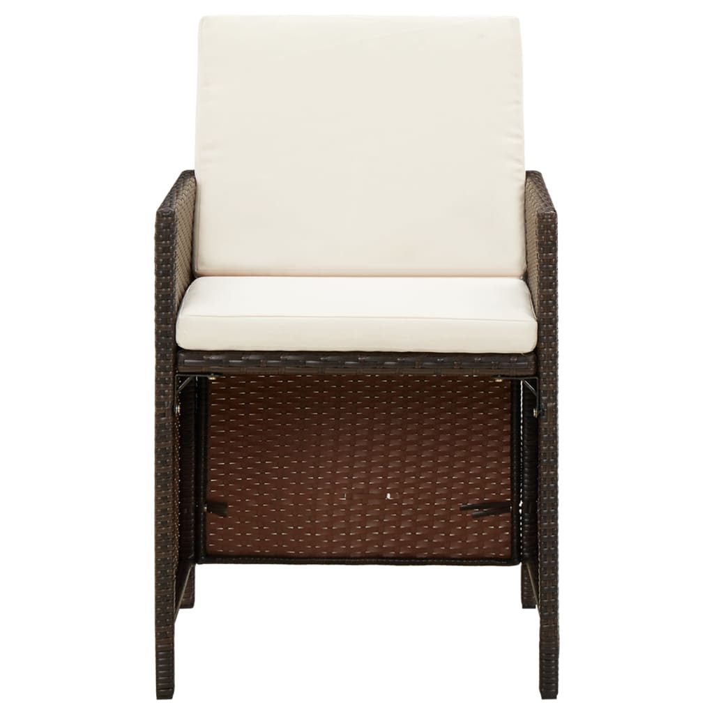 9-teiliges Gartenset mit Kissen Poly Rattan Braun