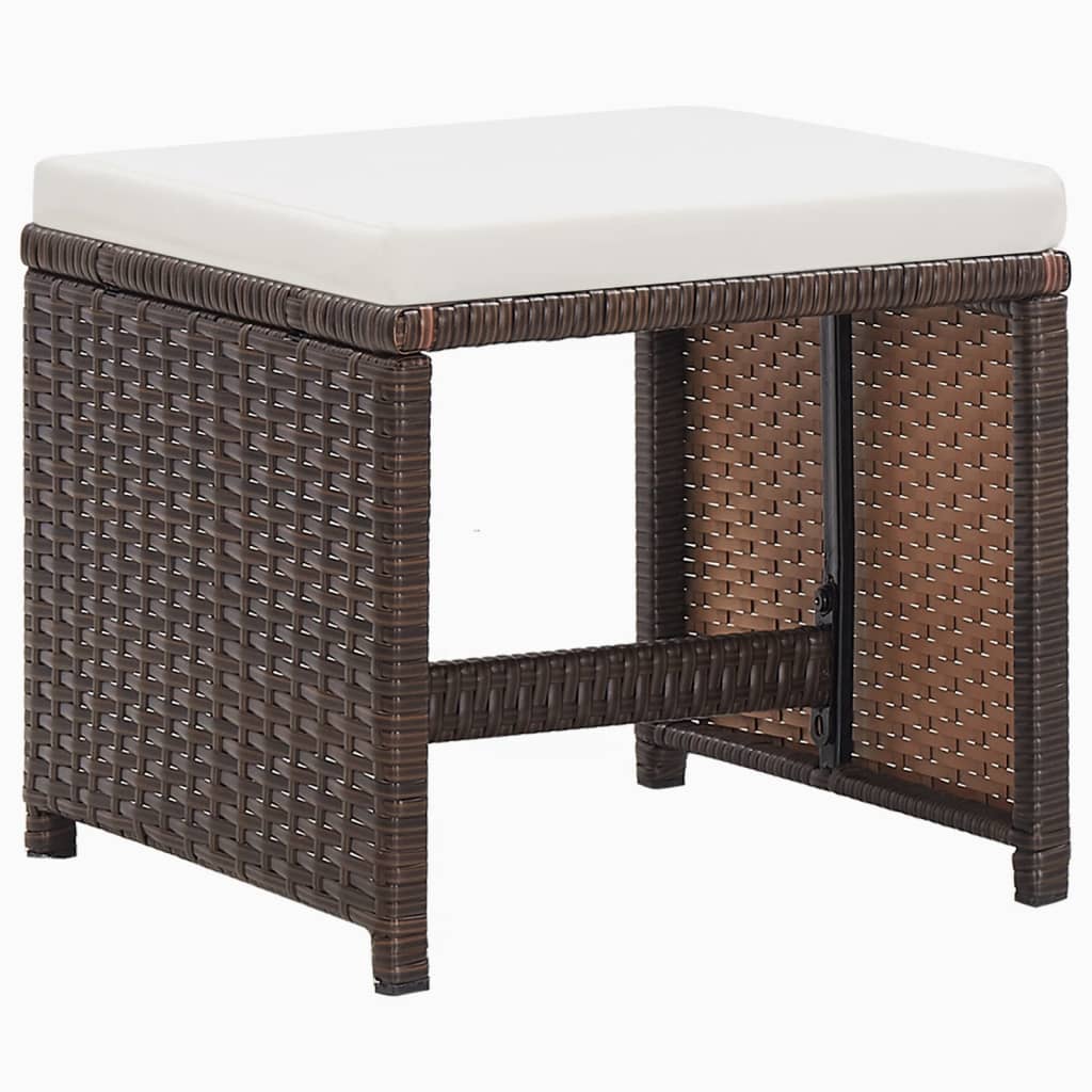 9-teiliges Gartenset mit Kissen Poly Rattan Braun