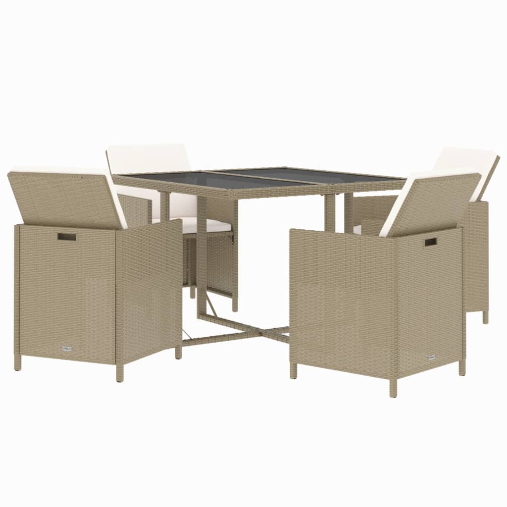 5-Delige Tuinset Met Kussens Poly Rattan Beige