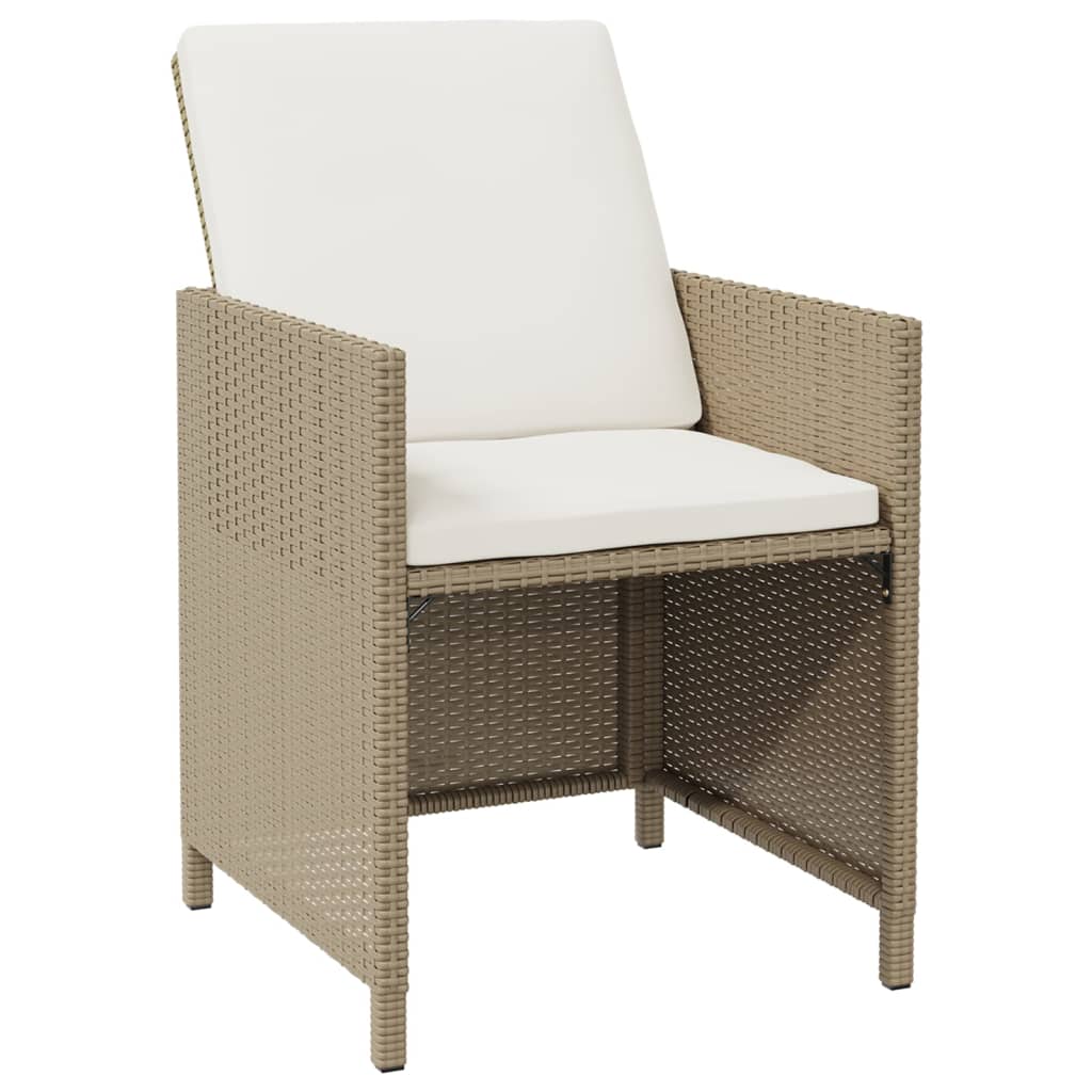 9-Delige Tuinset Met Kussens Poly Rattan Beige