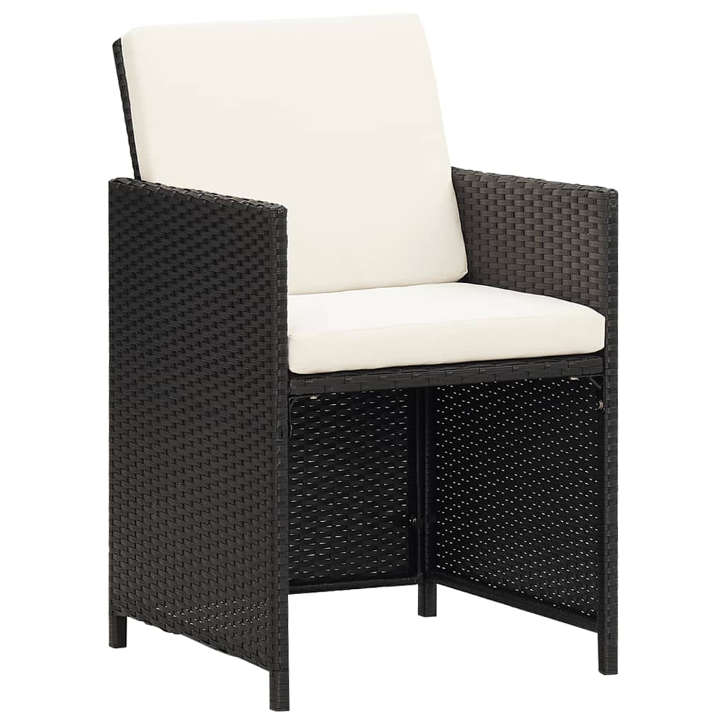 9-Delige Tuinset Met Kussens Poly Rattan Zwart