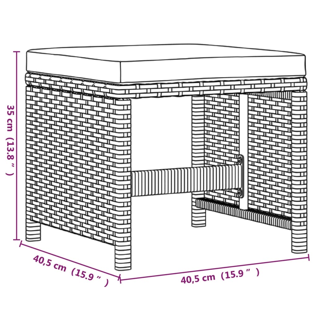 9-Delige Tuinset Met Kussens Poly Rattan Zwart