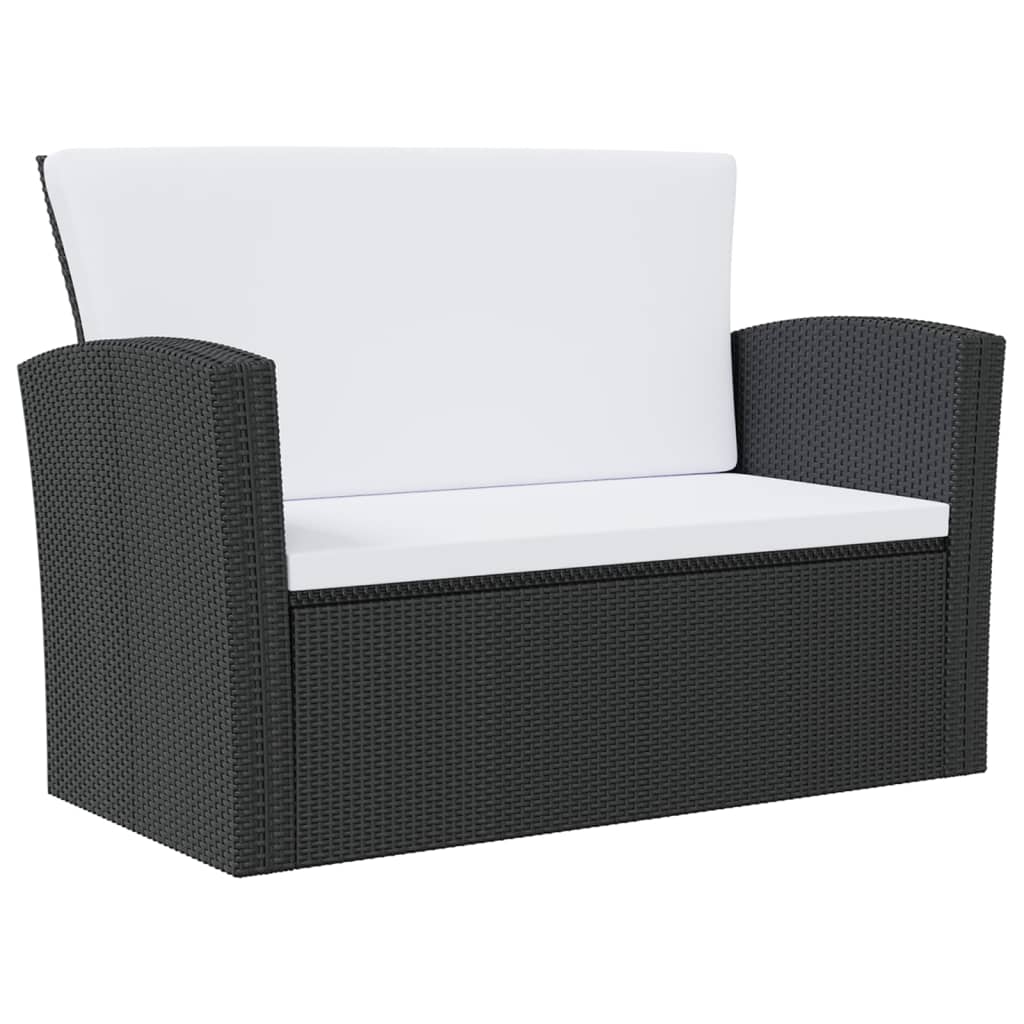 8-Delige Loungeset Met Kussens Poly Rattan Zwart
