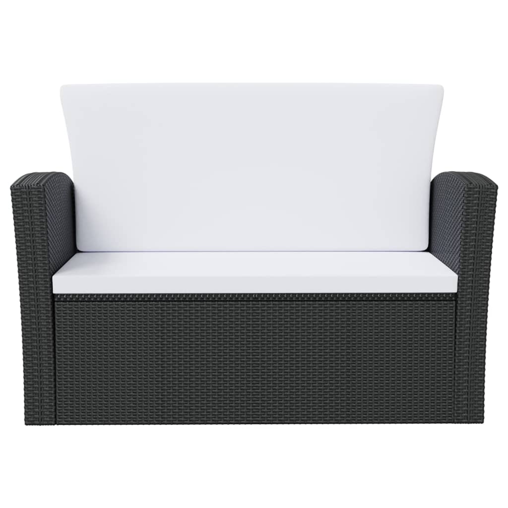 8-Delige Loungeset Met Kussens Poly Rattan Zwart