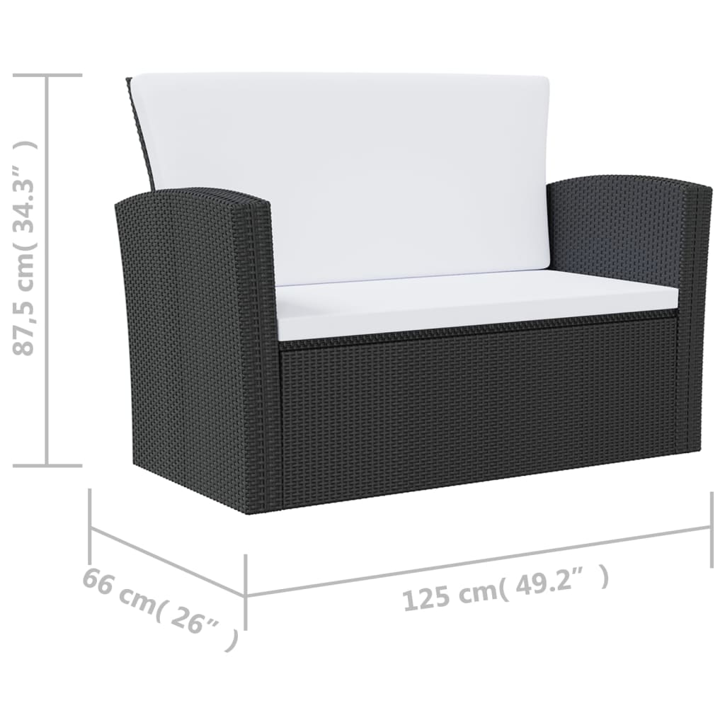 8-Delige Loungeset Met Kussens Poly Rattan Zwart